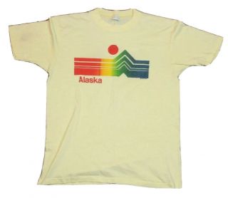 True Vintage 80s 1981 Alaska Destination Souvenir Shirt Rainbow Mountains Sz M/l