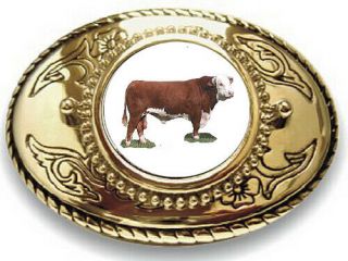 Hereford Bull Bovine Cow Livestock Domestic Rancher Show Fair Unisex Belt Buckle