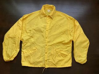 Vintage Russell Athletic Yellow Nylon Coaches Jacket Windbreaker Mens Med 70s