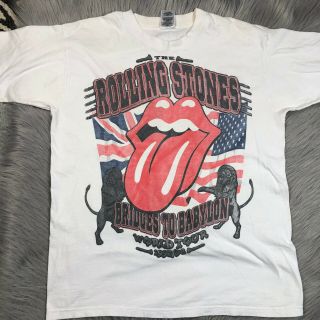 Vintage Rolling Stones Bridges To Babylon 1997/1998 White Tour Shirt