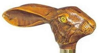 Nautical Rabbit Head Handle Antique Finish Vintage Complete Wooden Walking Stick 2