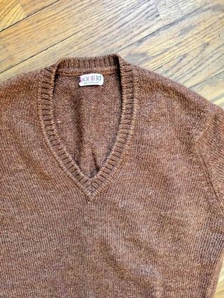 Rodier Paris Vintage Knit Brown Wool Blend Raglan V Neck Sweater Jumper