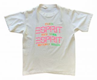 Vtg 90s Esprit T - Shirt Paris York Single Stitch Made In Usa Womens Sz L