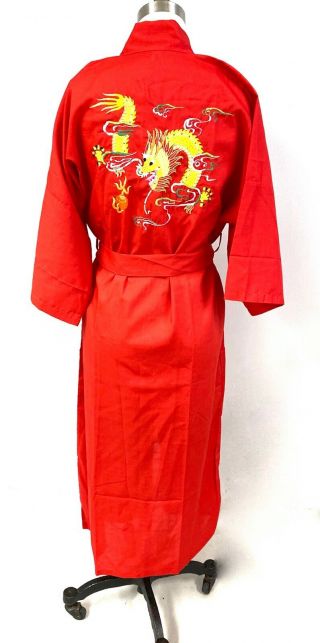 Vtg Kimono Robe 5 Toe Dragon Red China Mens Womens S/m Health Brand Nos Unisex
