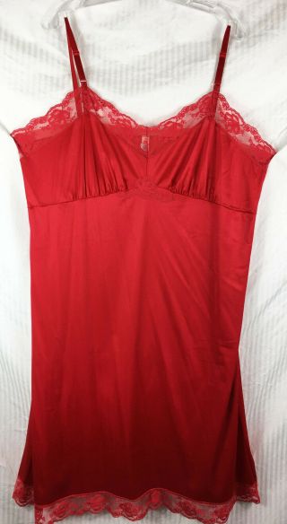 Sz 50 Mary King Red Lace Trim Slip Vintage