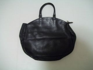 Vintage Furla Made In Italy Black Leather Carryall Tote Purse Bag