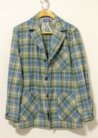 Vintage Pendleton Topster Blazer Wool Smoking Lounge Jacket 49er Shadow Plaid M