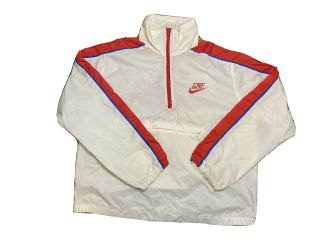 Vtg 80s Nike Orange Tag Windbreaker Pullover Large Red White Mpssaa Track 1983