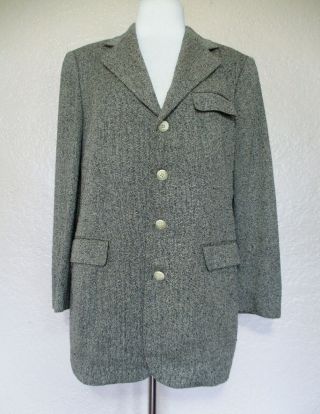 Vintage Ralph Lauren Blue Label Jacket Blazer Size 8 Women Black Gray Woven Silk