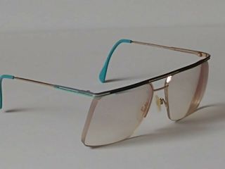 Vintage Neostyle Retro Gold Turquoise Purple Eyeglass Frames Germany 80 ' s RX 2