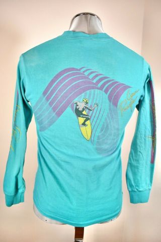 Vtg 80s Ocean Pacific Long Sleeve Graphic T Shirt Surf / Skate M As - Is
