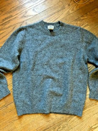 Vintage Ll Bean Gray Wool Crew Neck Sweater Jumper Men 