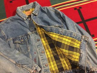 Vintage Levi’s Trucker Jean Denim Jacket Flannel Lined Made In Usa Size L