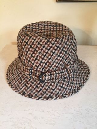 Vtg Lock & Co Hatters London Fedora Brown Tweed Wool Hat Size 7