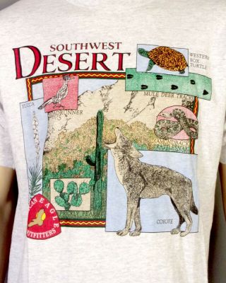 Vtg 80s 90s Single Stitch American Eagle Southwest Desert Animals T - Shirt Sz L