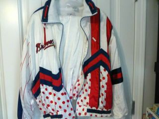 Atlanta Braves Vtg Track Suit Windbreaker Jacket & Pants Mlb Baseball Women 