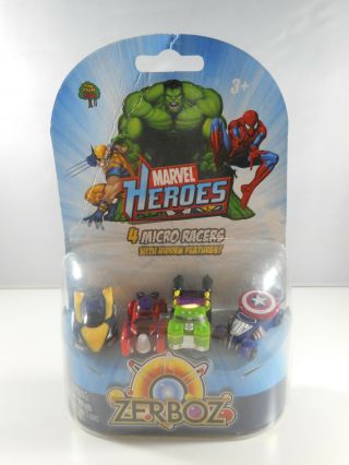 Marvel Heroes - 4 Micro Racers With Hidden Features - Zerboz - In Package