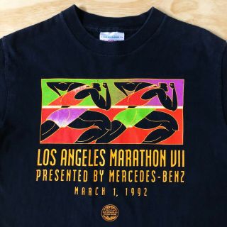 Vintage 90s Mercedes Benz La Marathon T Shirt Running Athletic Mens Large 1992
