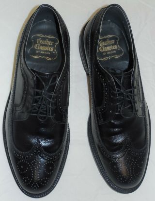 Executive Imperials Black Leather Wingtip Dress Oxford Shoe 8 3e Wide Usa