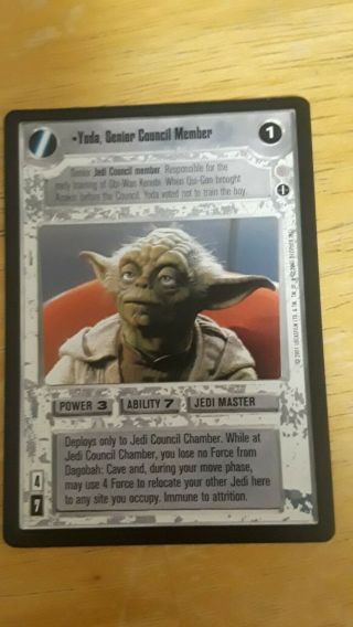 Star Wars Ccg Coruscant Yoda,  Senior Council Member Rare Swccg Decipher