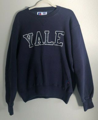Vintage Yale Crew Neck Pullover Blue Sweatshirt By Russell Athletic Mens M