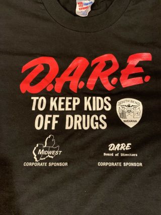 Vtg 80s 90s Single Stitch DARE To Keep Kids Off Drugs T - Shirt Hanes Punk XL 2