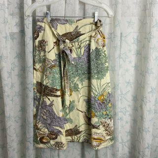 Vintage Phyllis Gardner Wrap Skirt Art To Wear Seashells Birds Foliage