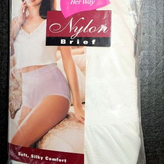 Vtg 1999 Hanes Her Way 3 Pack WHITE Nylon Briefs Lace Trim Sz 10 Soft,  Silky 2