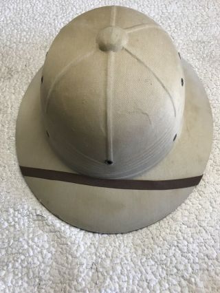 Vintage 1940s Pressed Fiber Sun Helmet Pith Safari Jungle Hat Military Halloween