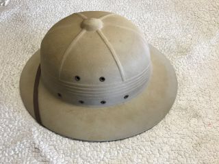 Vintage 1940s Pressed Fiber Sun Helmet Pith Safari Jungle Hat Military Halloween 2
