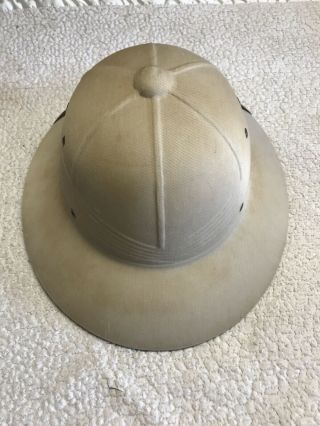 Vintage 1940s Pressed Fiber Sun Helmet Pith Safari Jungle Hat Military Halloween 3