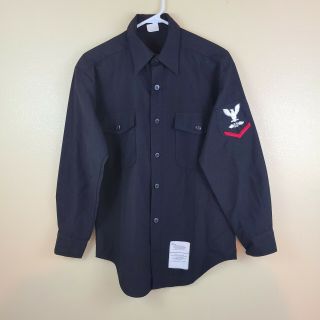Vintage Us Navy Usn Cpo Uniform Shirt 80s Mens Medium Poly - Wool Anchor Button