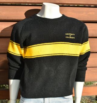 vtg 80 ' s 90 ' s University of Colorado CU buffaloes Buffs sweater acrylic Men ' s M 2