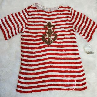 Nwt Vtg 1980s I.  Magnin 100 Silk Nautical Sequin Top Red White Sz M Lined F402