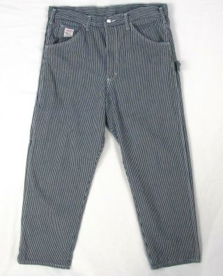 Vintage Pointer Hickory Stripe Wide Leg Denim Jeans 36 X 30 Carpenter Engineer