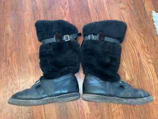 Vintage Mountain Man Boots Faux Fur Chewbacca Men Sz 10 - 11 Tall Hunting Boots