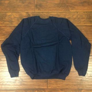 Vintage 80s Nos Hanes Blank Navy Raglan Sweatshirt Size Xl Usa