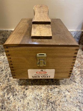 Vintage Kiwi Hand Crafted Shoe Valet Shine Wodden Box Kit & Accessories S/h
