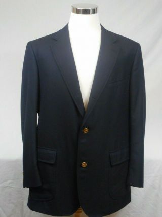 Vtg,  Brooks Brothers Wool Blazer W/golden Fleece Signature Buttons Size 44 L,  Usa
