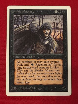 Mtg Magic The Gathering Unlimited Zombie Master Mp Moderate Play