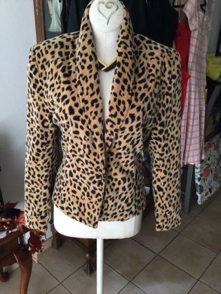 Vintage 1980s 80s Leopard Print Jacket Fully Lined Liza Elliott S/m