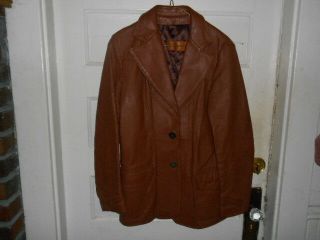 Vtg 70s Rare Walter Dyer Brown Leather Jacket Sz.  36 Vguc