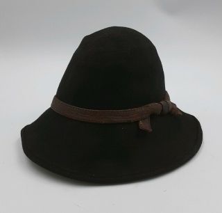 Vintage Black Wool Hippy Hat Made In Italy Western Style Antique Bush Farm Hat