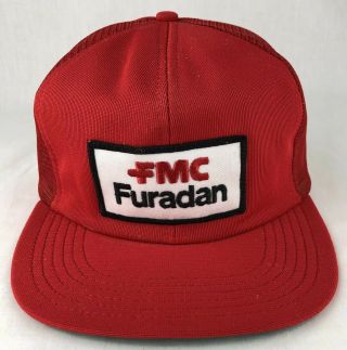 Vintage Fmc Furadan Patch Snapback Trucker Mesh Hat Cap Unilog Usa Red
