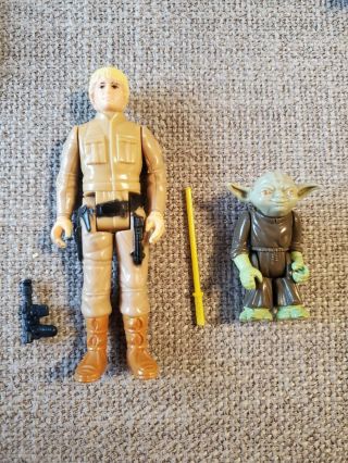 1980 Vintage Star Wars Jedi Yoda & Luke Skywalker Bespin W/blaster & Saber