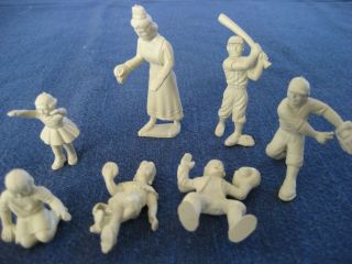 Vintage Marx Hard Rubber Figurines Nurse Baseball Players Children