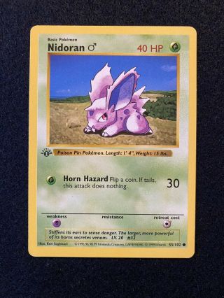 Nidoran 55/102 1st Edition Shadowless Base Set