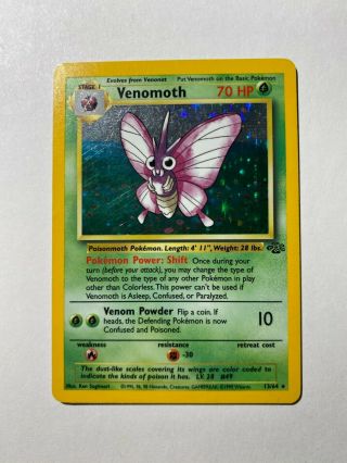 Pokemon Card - Venomoth 13/64 - Jungle Set - 1999 Wotc - (holo Rare) Played