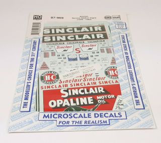 Mip Microscale Ho Scale 87 - 969 Sinclair Service Station Signs 1935 - 60 Decal Set