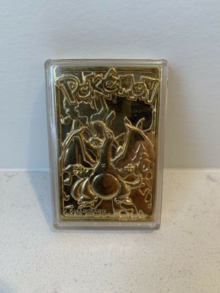 Pokemon 1999 Nintendo 24k Gold Plated Charizard Metal Card With Case (nm/m)